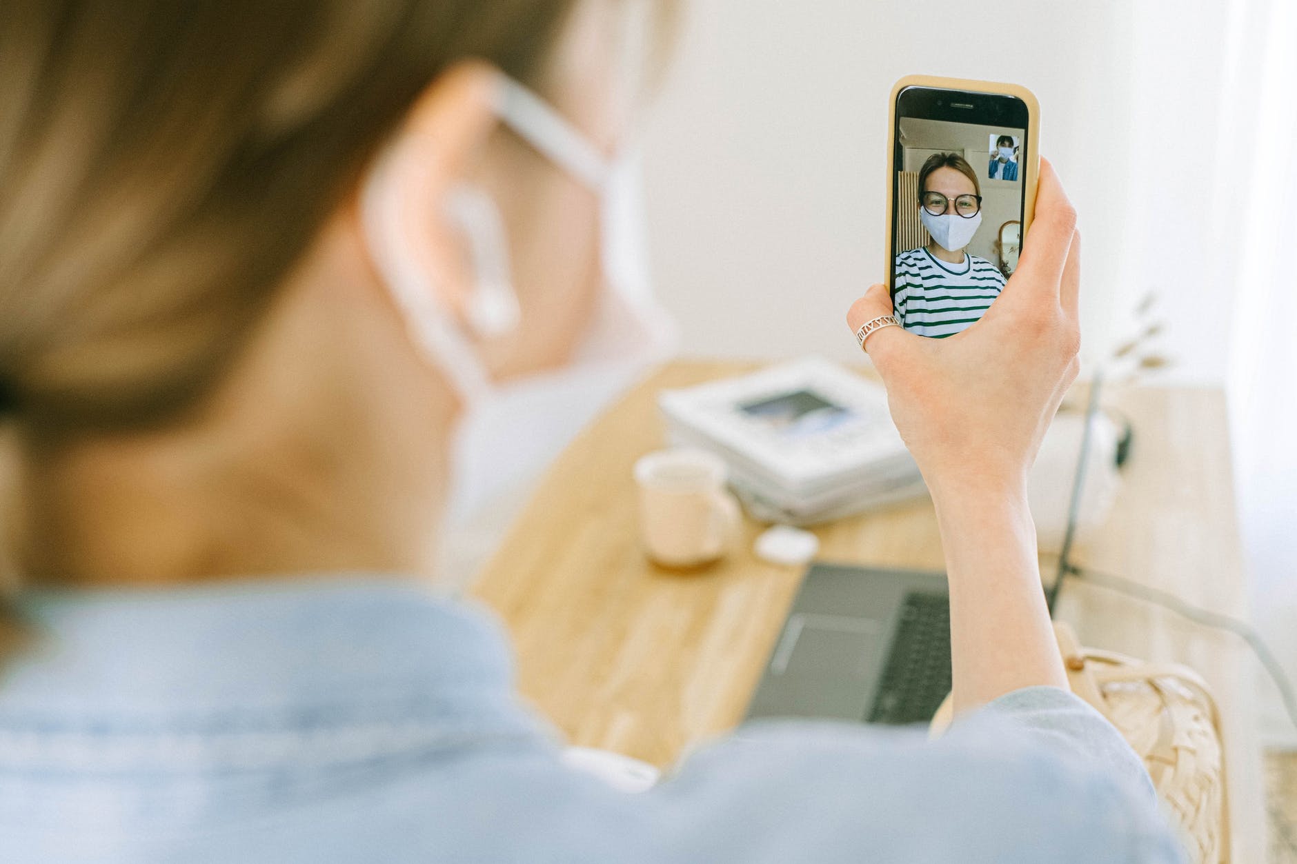 person having a video call