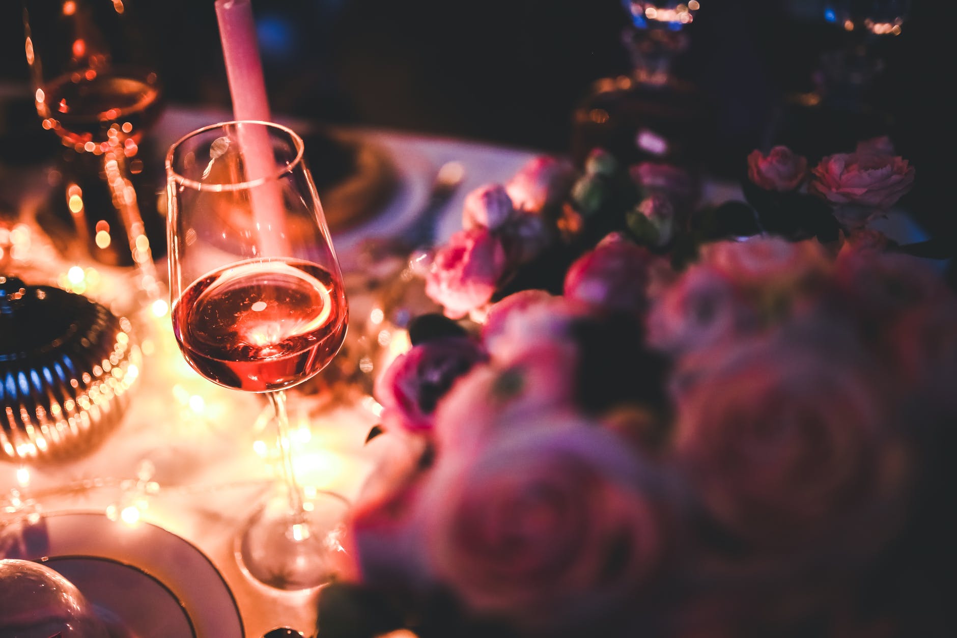 glass of rose wine entertain at Christmas online