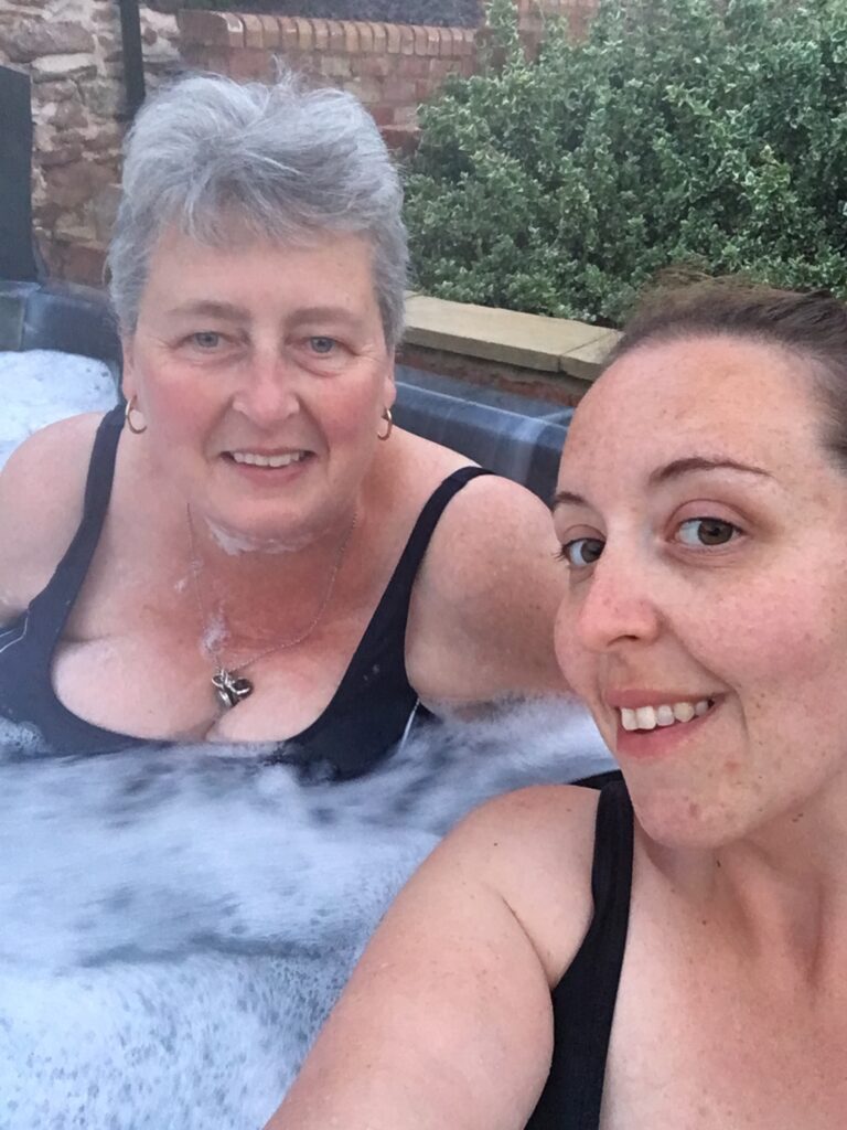Relaxing in a hot tub