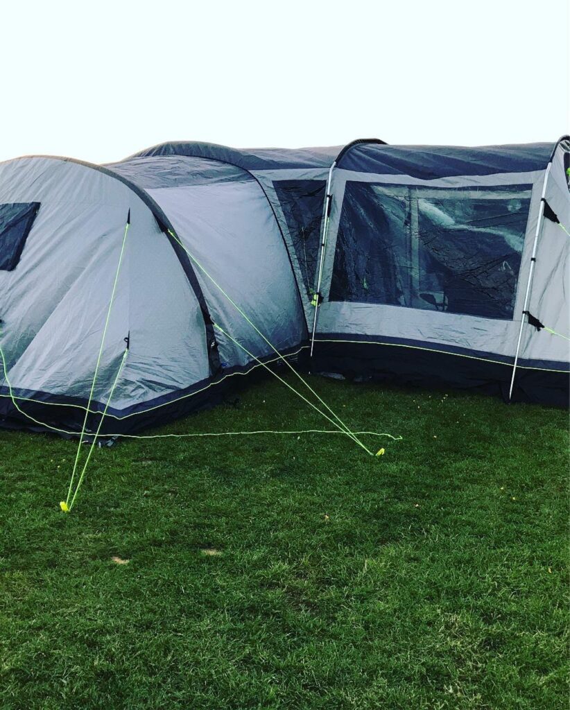 Tent up in a field