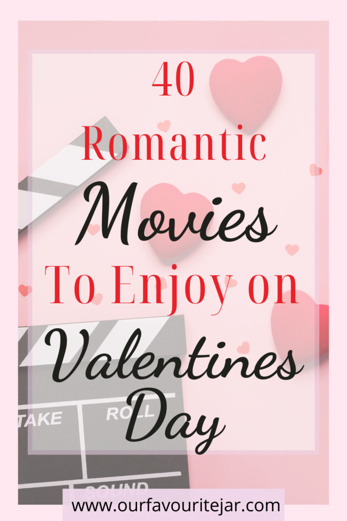 Movie clapper on a pink background with red love hearts