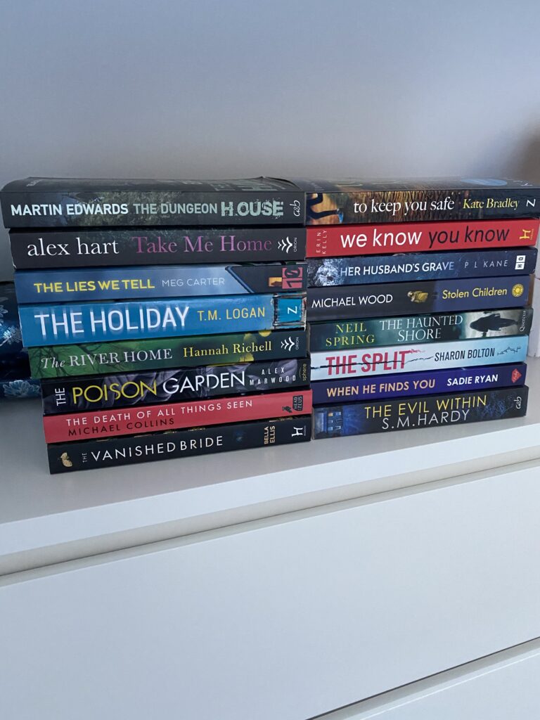 2 piles of new books