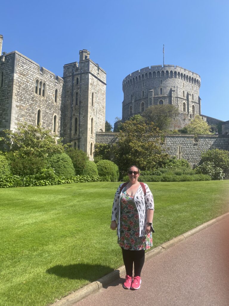 Woman stood in front of Windsor castle